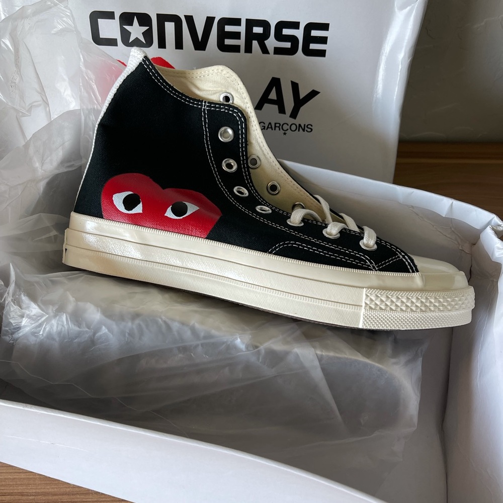 COMME does GARÇONS Converse play black high tops